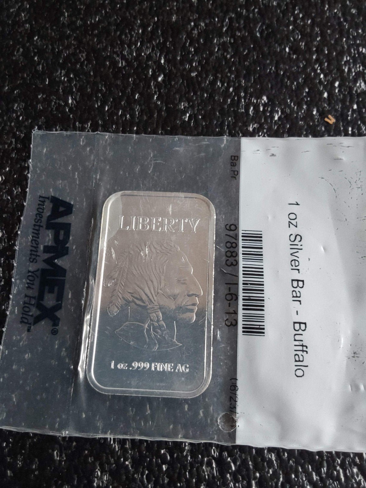 1 oz 999.9 fine silverbar indian-buffalo, Ophalen