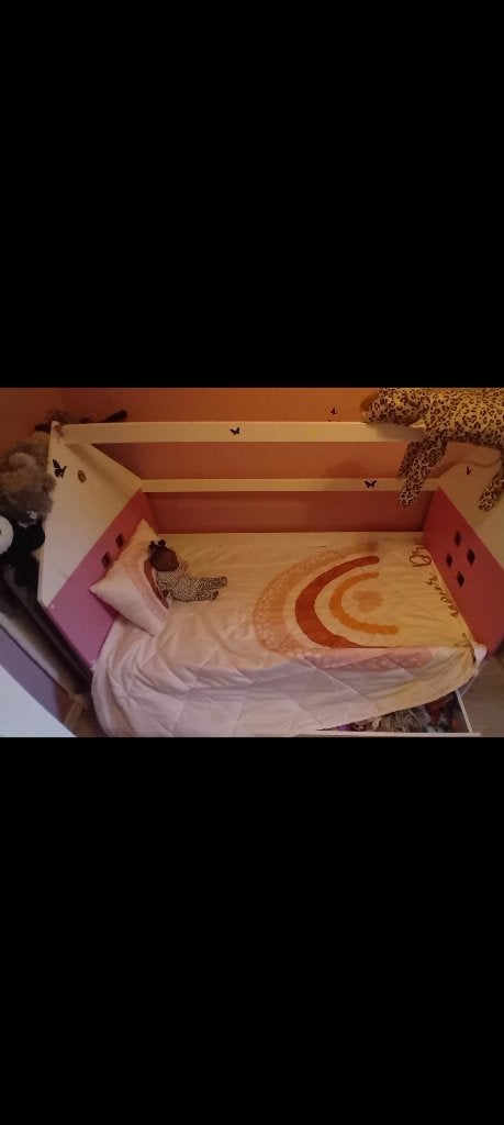 Meisjes bed te koop, 70 à 85 cm, Lit mezzanine ou Lit superposé, Enlèvement, Utilisé