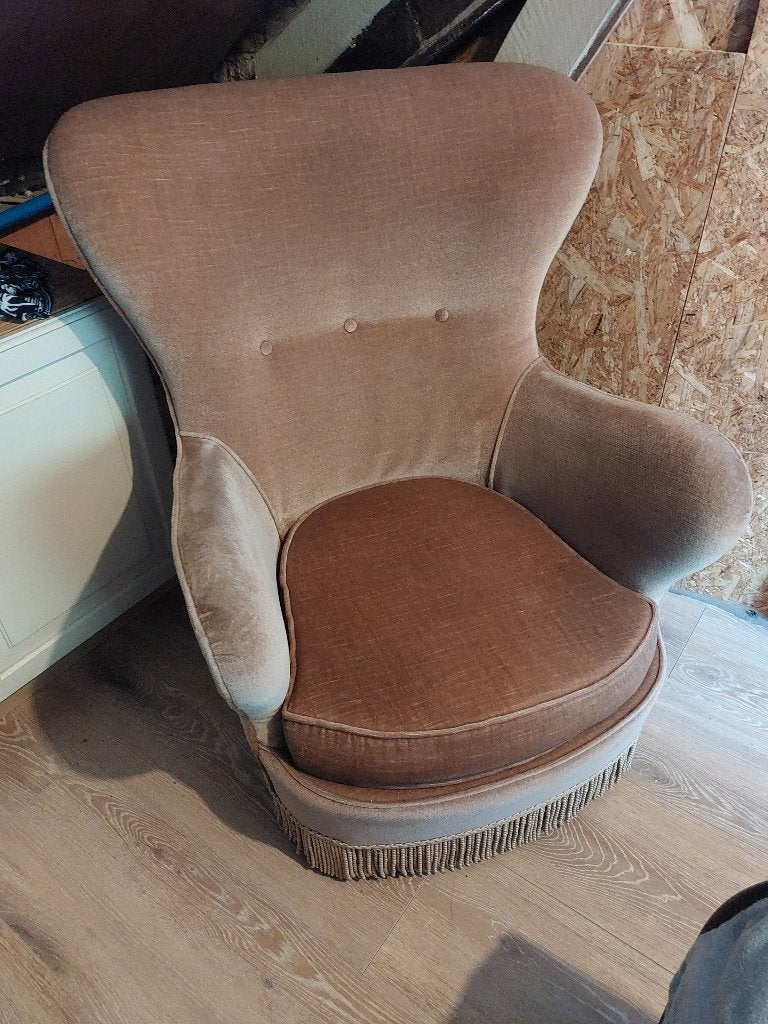 2 Vintage velours Zetels - perfekte staat - retro model, Huis en Inrichting, Ophalen, Gebruikt, Stof