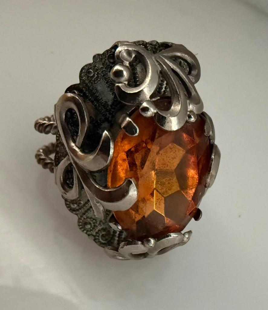 Bague vintage avec  pierre  réglable, Enlèvement ou Envoi, Utilisé, Argent, Argent