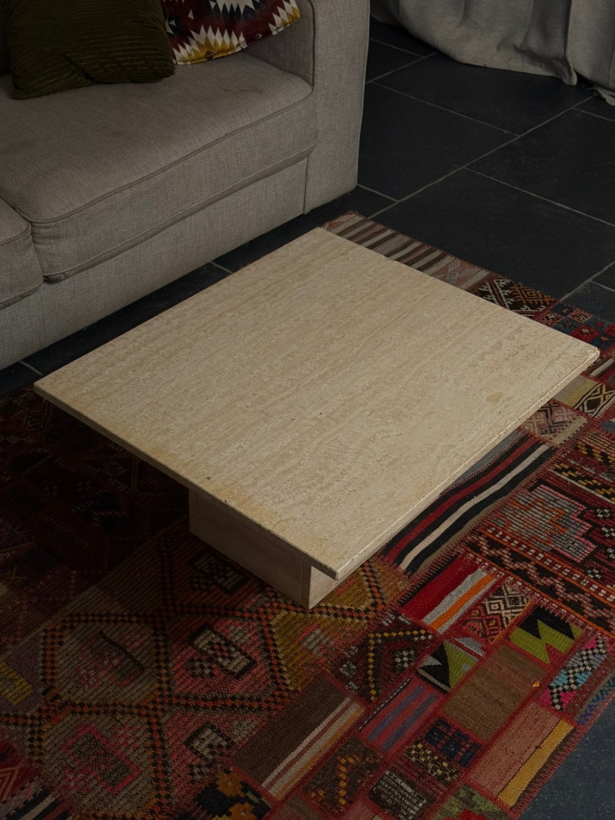 Vintage travertin salontafel, Ophalen, Gebruikt