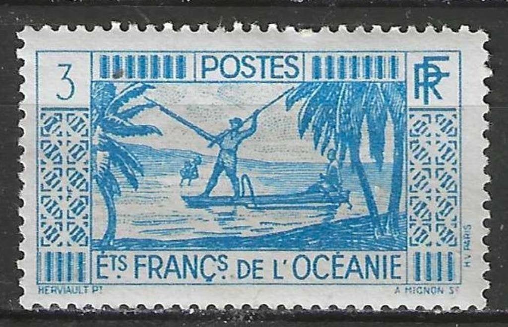 Frans-Oceanie 1939/1949 - Yvert 86 - Visser - 3 c. (PF), Verzenden, Postfris