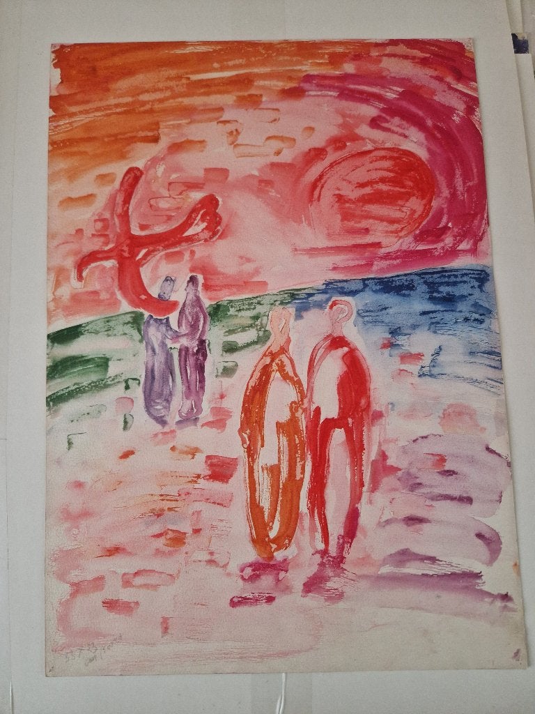 Henri DE COCKER - dubbelzijdig schilderij, Antiek en Kunst, Overige stijlen, Ophalen of Verzenden, Landschap, Aquarel