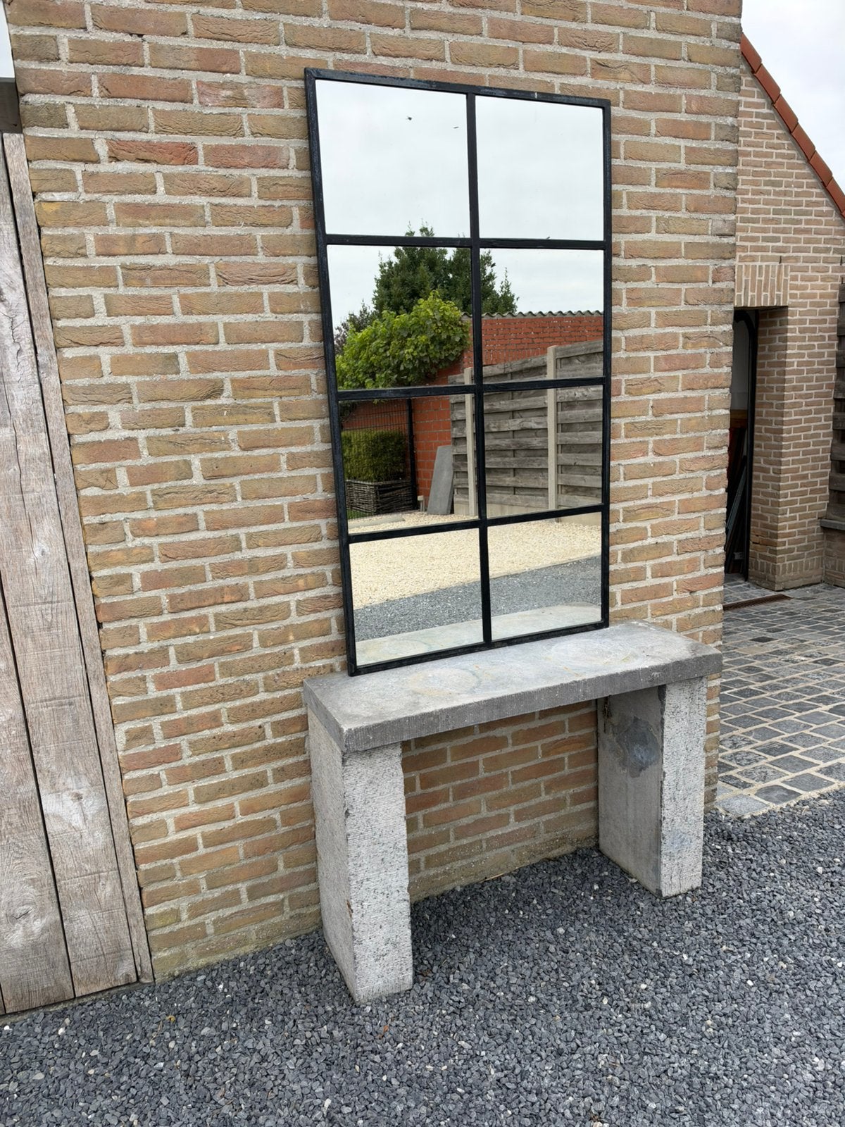 Oude arduin tafel kan met spiegel, Tuin en Terras, Ophalen, Zo goed als nieuw