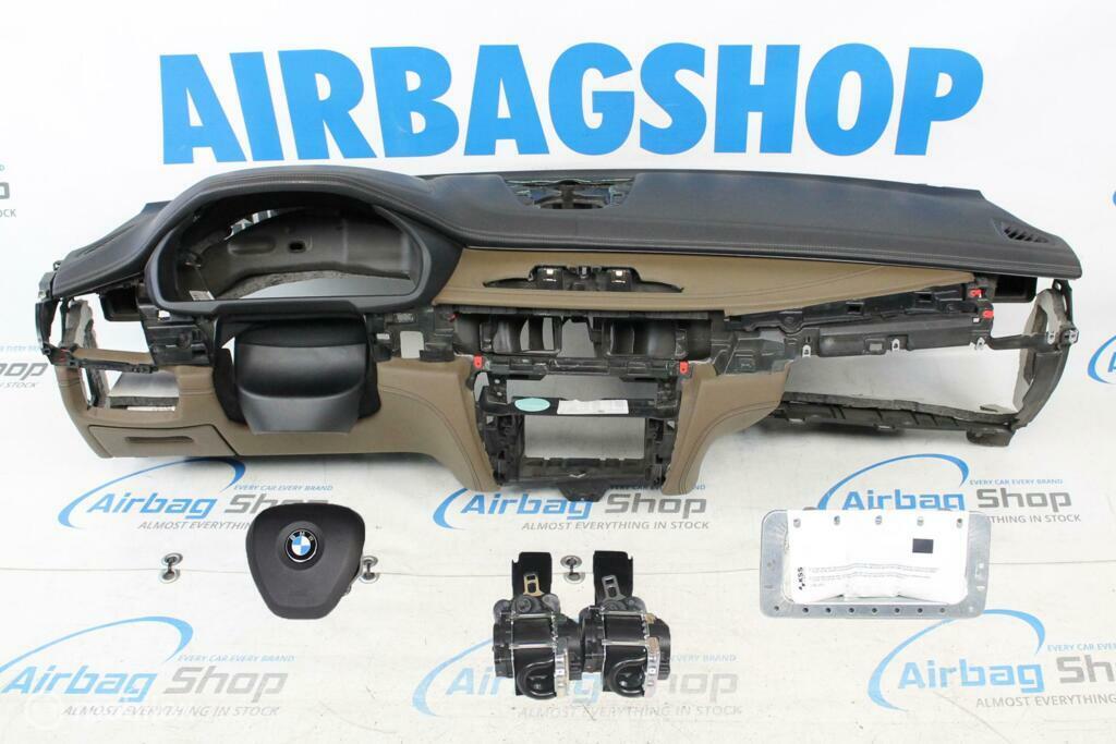 Airbag set Dashboard zwart/bruin HUD met stiksels BMW X5 F15, Autos : Pièces & Accessoires, Tableau de bord & Interrupteurs, Utilisé