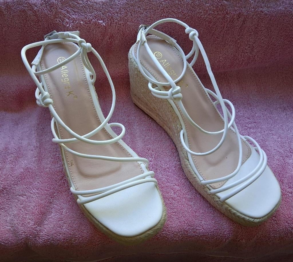 Sandales à talons compensés pour femme, Kleding | Dames, Ophalen, Wit, Nieuw, Sandalen of Muiltjes