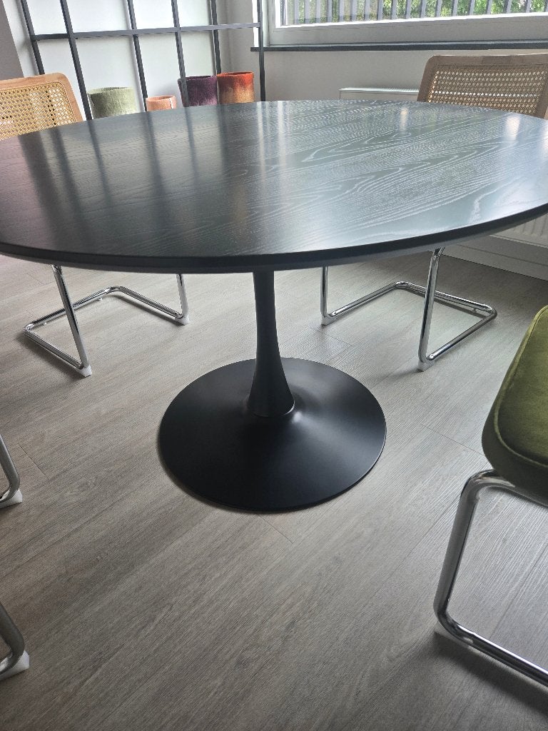 WOOOD Sammy zwarte eettafel, Huis en Inrichting, Tafels | Eettafels, Ophalen, 100 tot 150 cm, Rond, Zo goed als nieuw