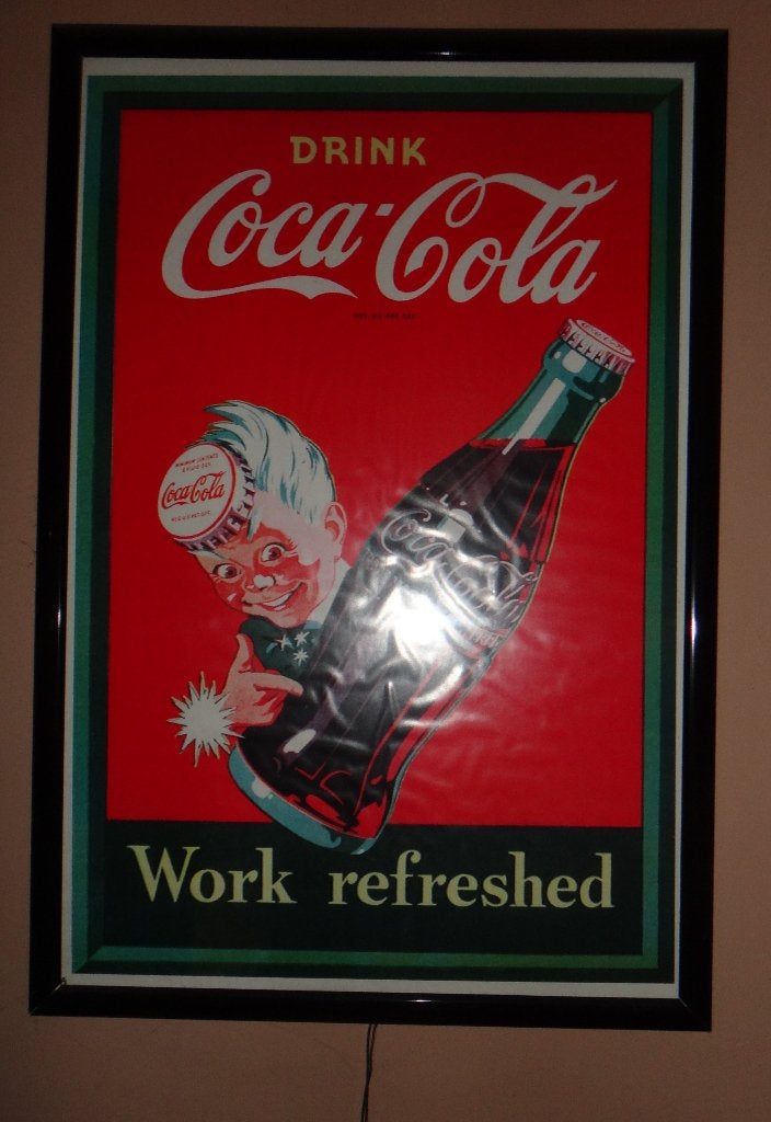 Toile Coca Cola encadrée, Enlèvement, Comme neuf, Panneau publicitaire