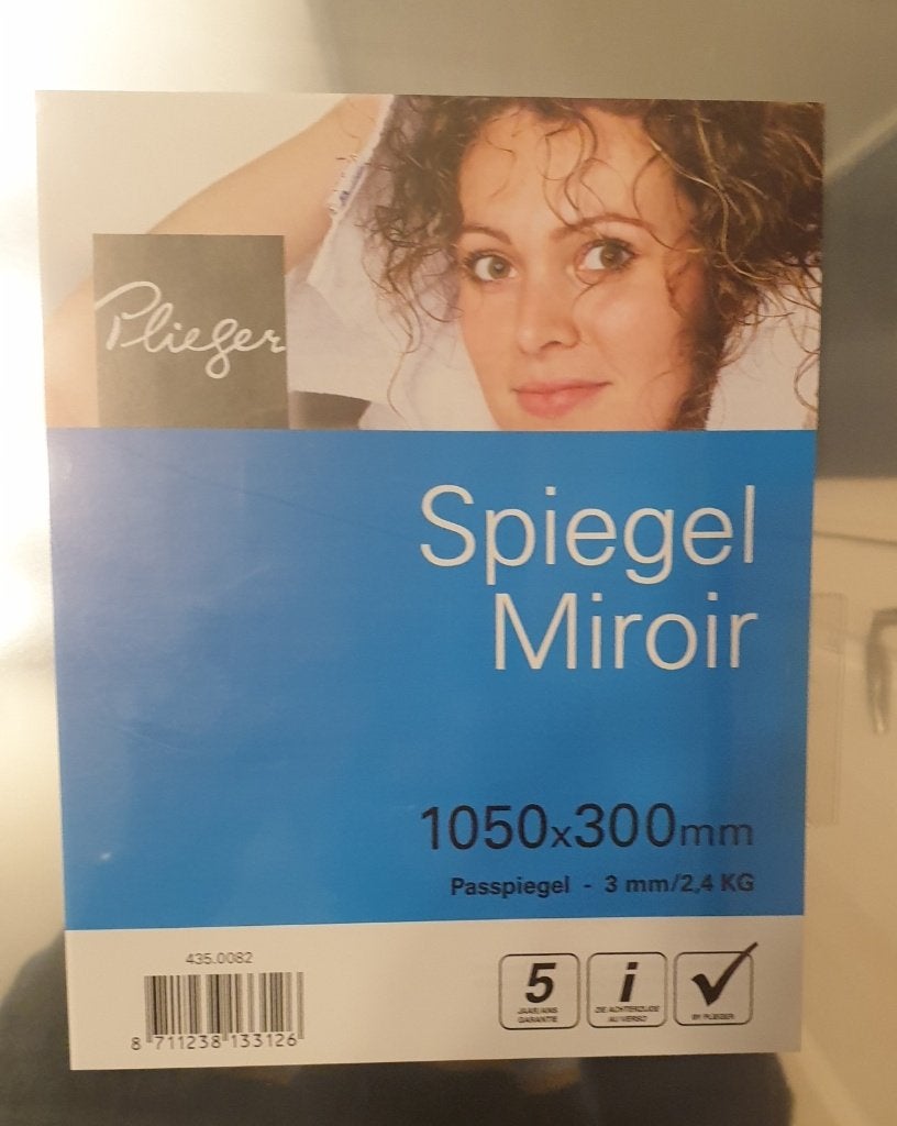 Plieger spiegel zilver 1050 x300 mm, Ophalen, Minder dan 50 cm, 100 tot 150 cm, Nieuw