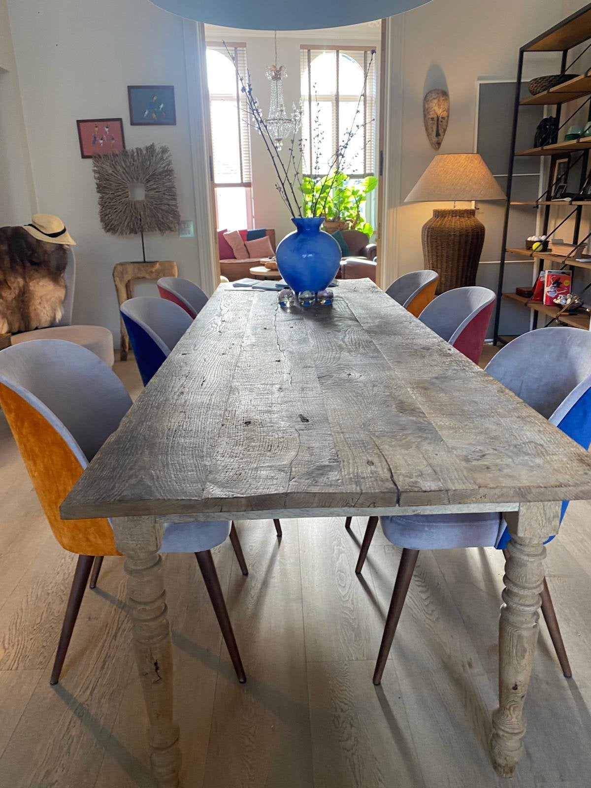 Prachtige massieve eiken eettafel – een echte blikvanger, Ophalen, Eikenhout, 200 cm of meer, 50 tot 100 cm
