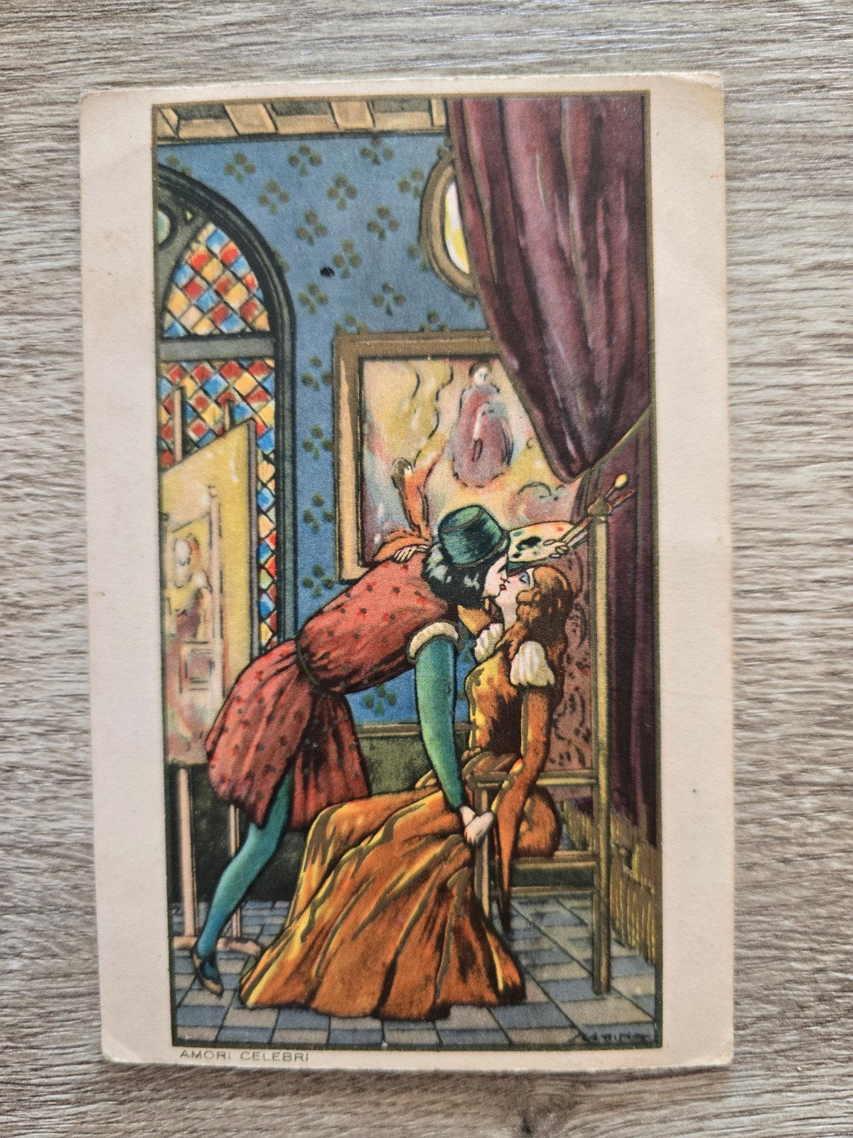postkaart "Amori Celebri" , scattina , 1910 , Art Deco, Ophalen of Verzenden