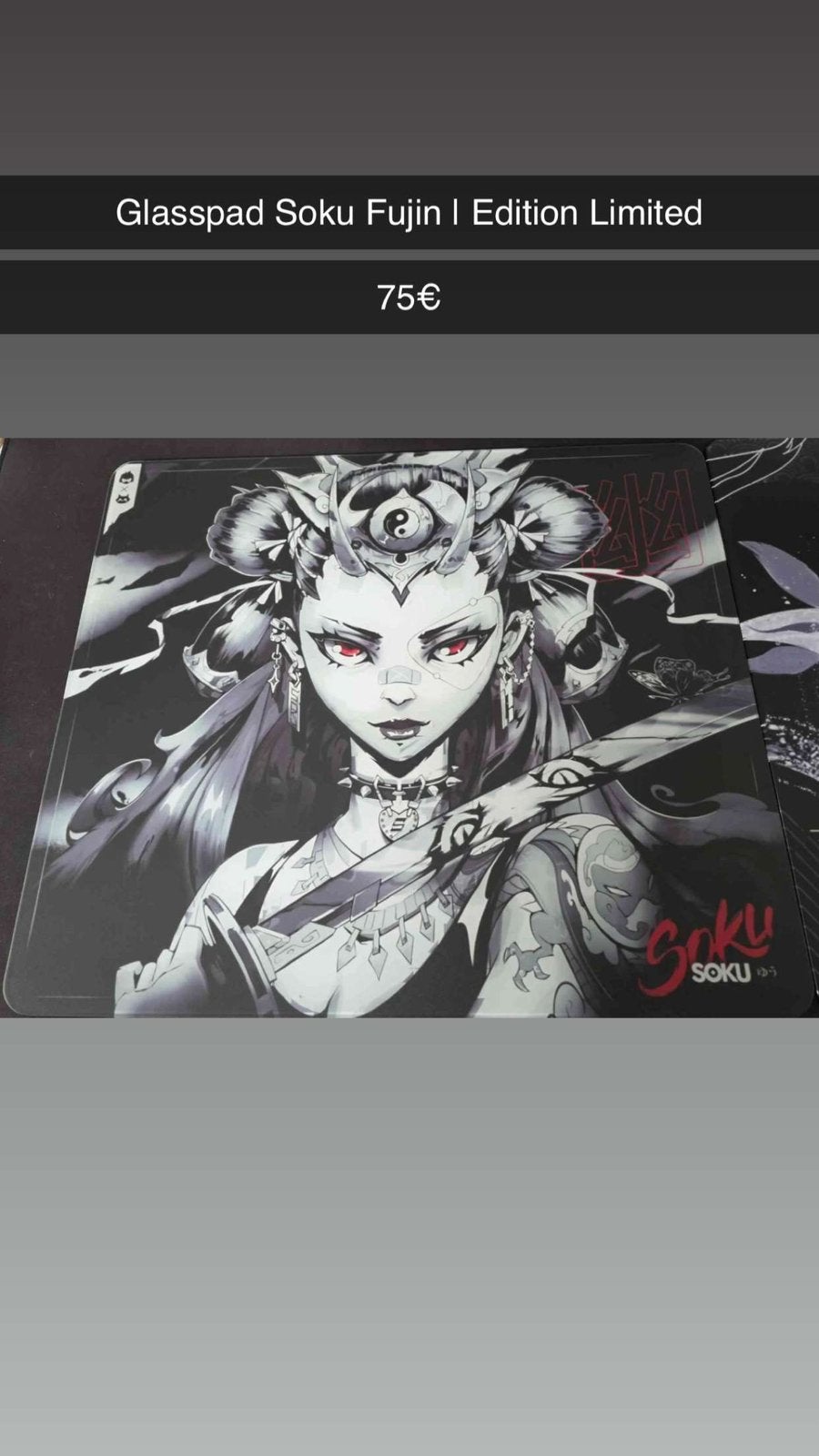 Glasspad Soku Fujin | Edition limited, Computers en Software, Ophalen, Gaming muismat, Zo goed als nieuw