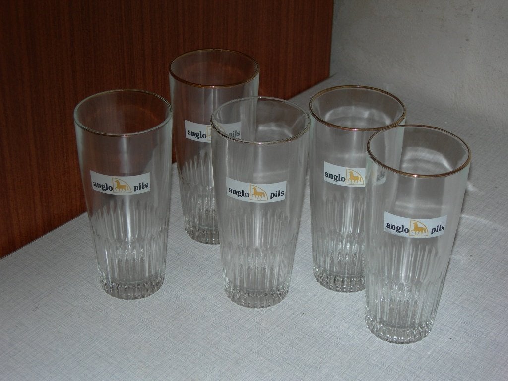 Anglo pils glazen 5 stuks, Verzamelen, Biermerken, Ophalen of Verzenden, Gebruikt, Glas of Glazen, Overige merken