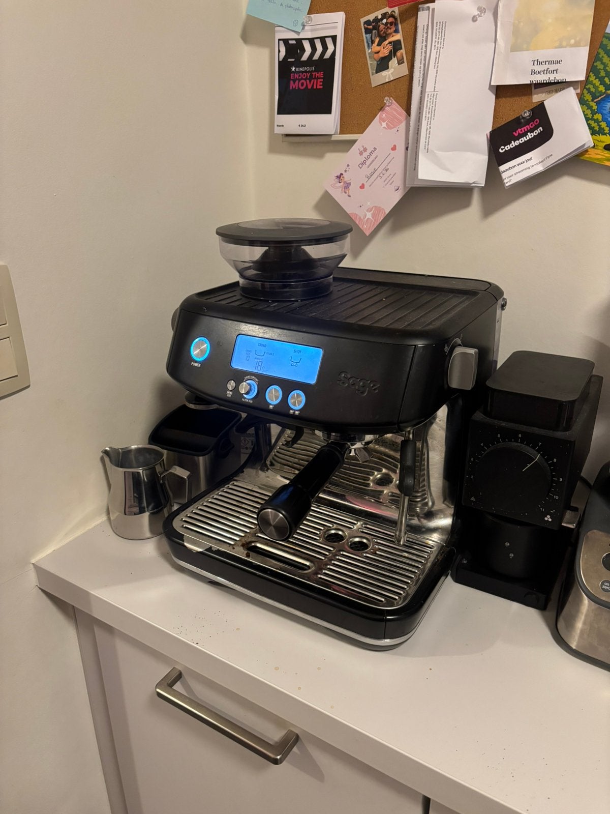 Sage barista pro - zwart, Machine à espresso, Réservoir d'eau amovible, Café en grains, Comme neuf