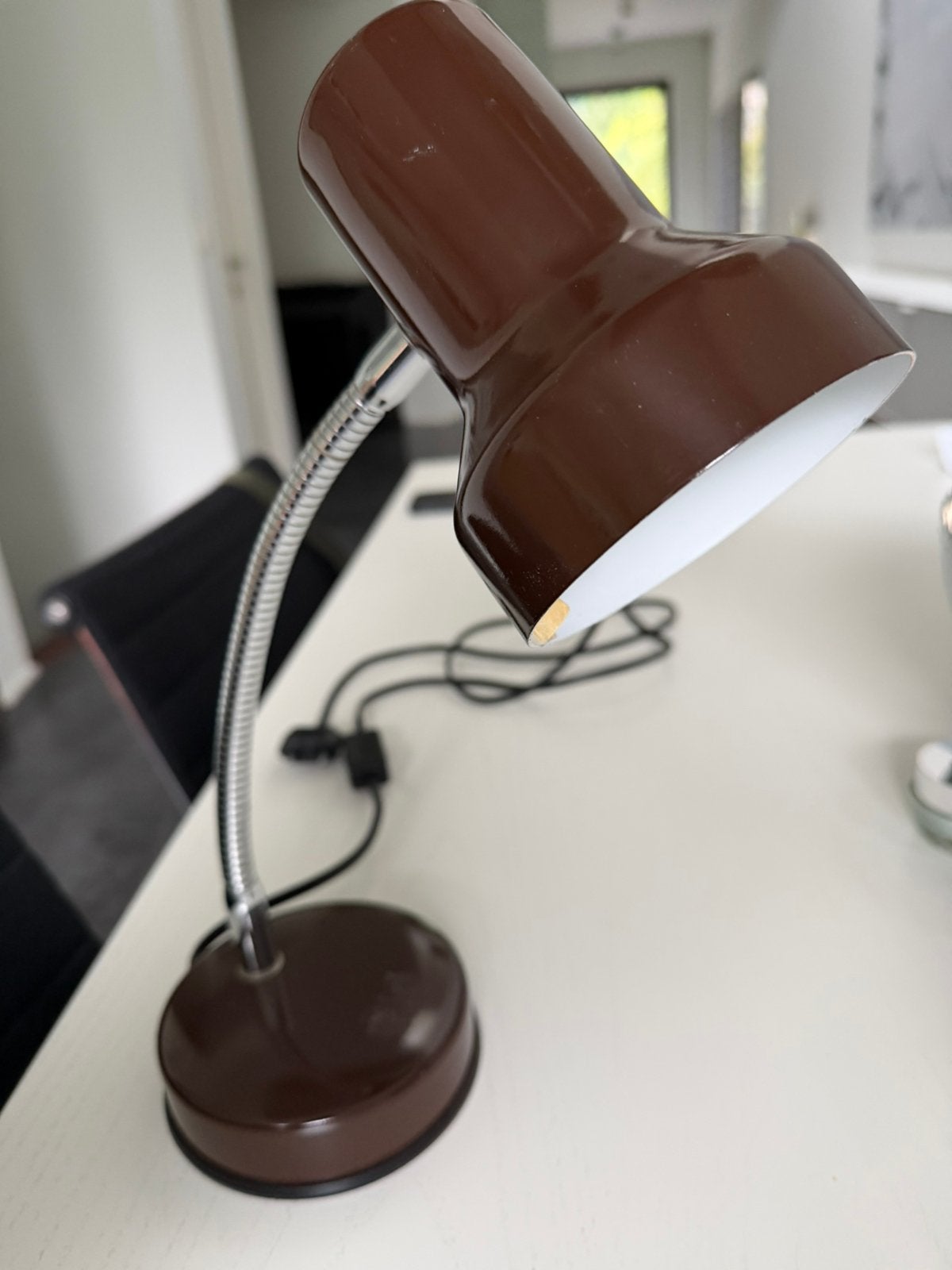 Lampe de bureau Veneta Lumi en métal marron 1970-ies, Vintage, Comme neuf, Marron, Métal