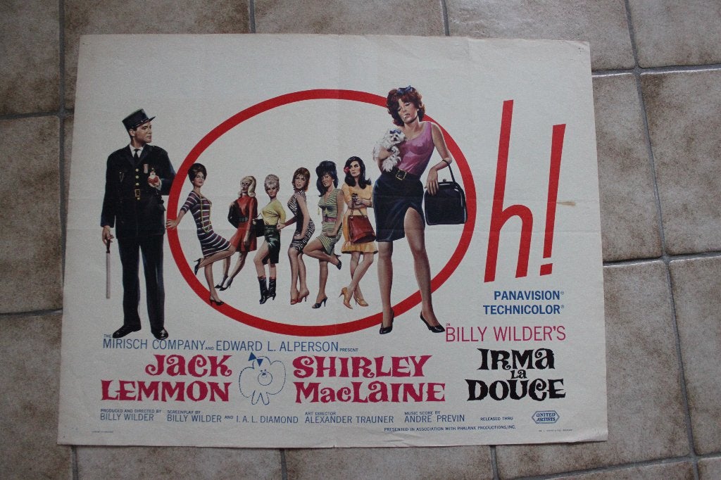 filmaffiche Irma La Douce 1963 Jack Lemmon filmposter, Gebruikt, Rechthoekig Liggend, Ophalen of Verzenden, A1 t/m A3
