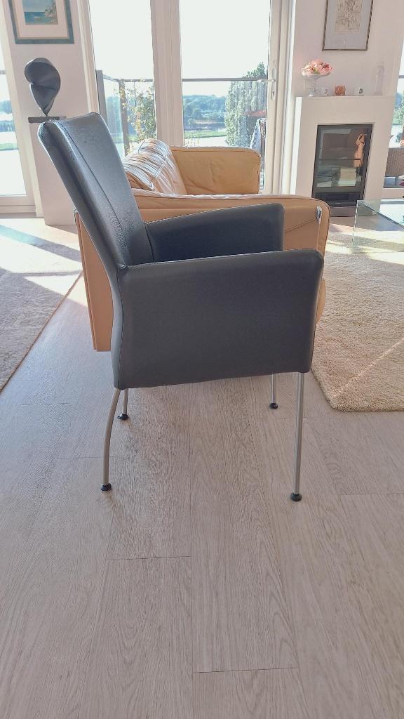 5 prachtige echt leren design stoelen in perfecte staat, Huis en Inrichting, Ophalen, Zo goed als nieuw, Grijs, Leer