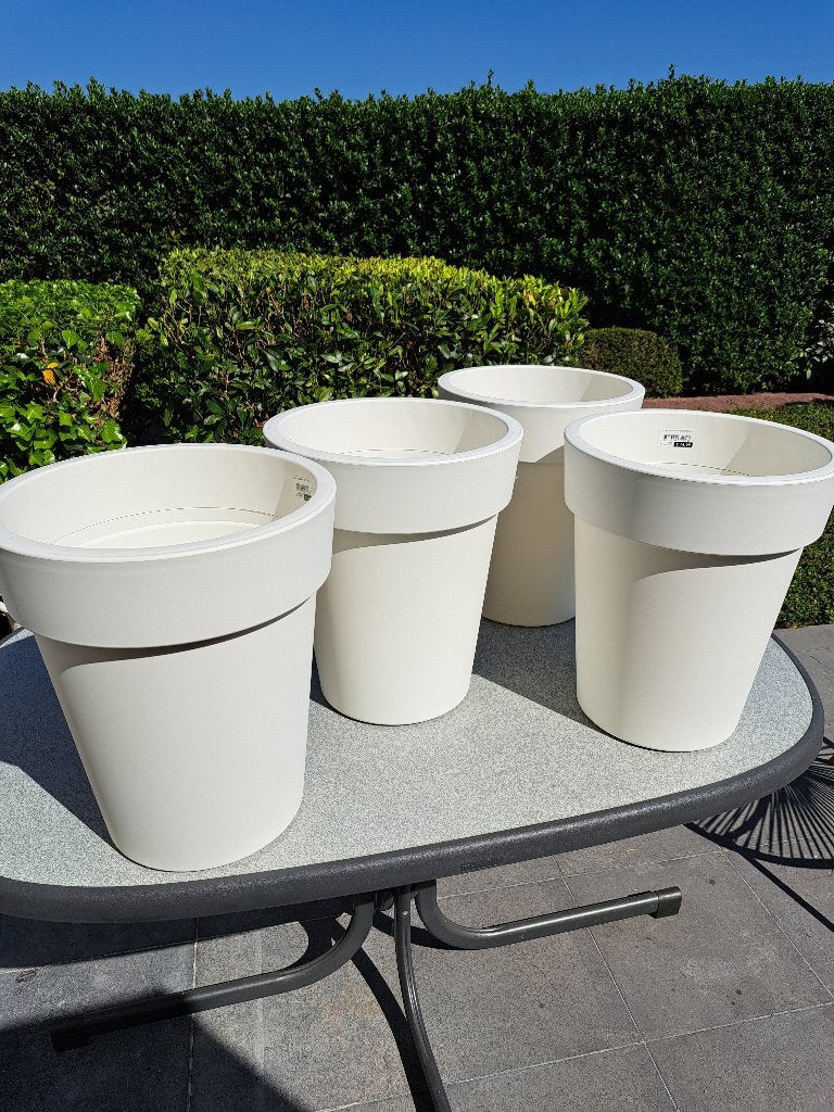 bloempot Elho kunststof wit H41 cm,dia35 cm,23 ltr, 4 stuks, Kunststof, Rond, Zo goed als nieuw, 40 tot 70 cm