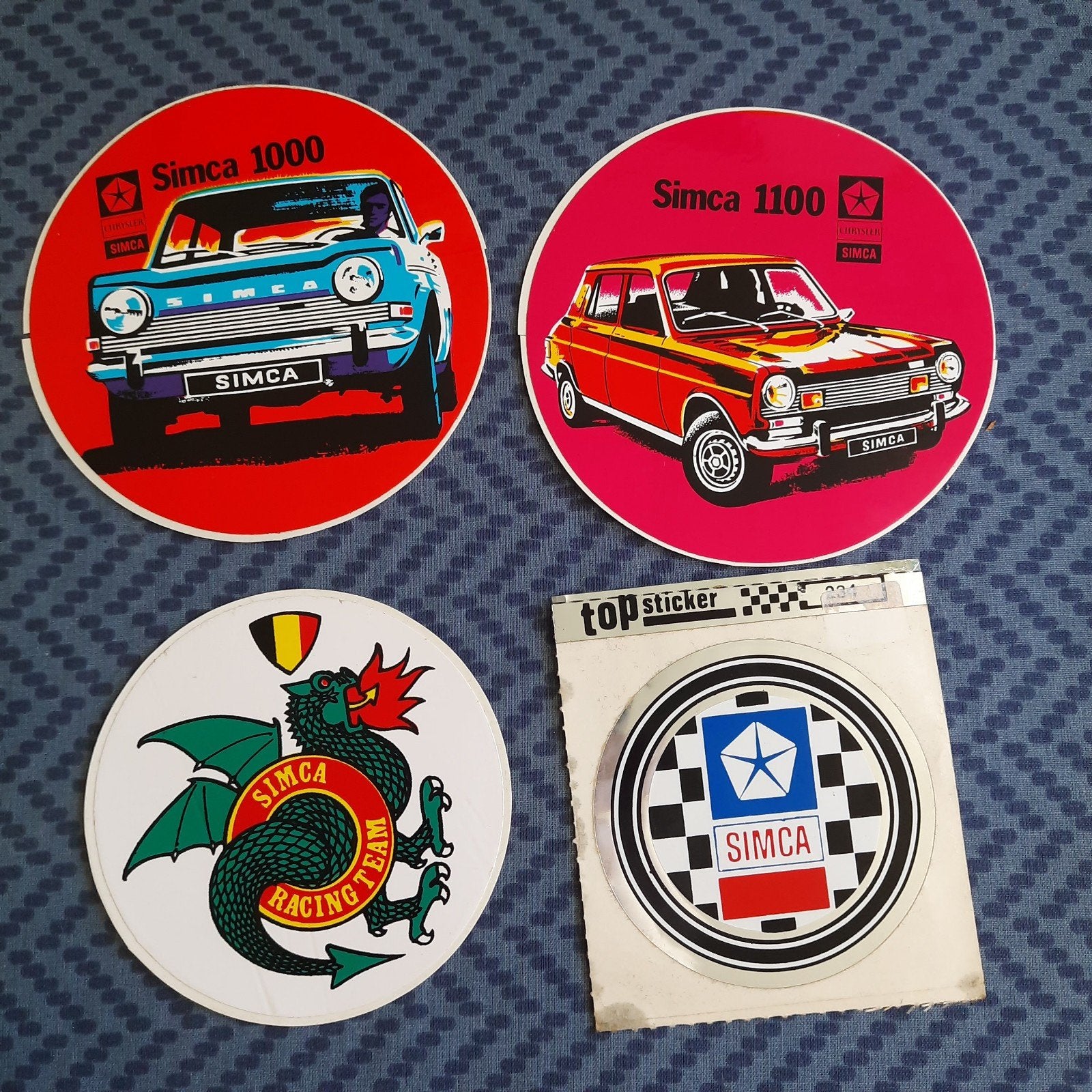 SIMCA * 4 AUTOCOLLANTS VINTAGE RARES * 1000 + 1100 + RALLYE, Enlèvement