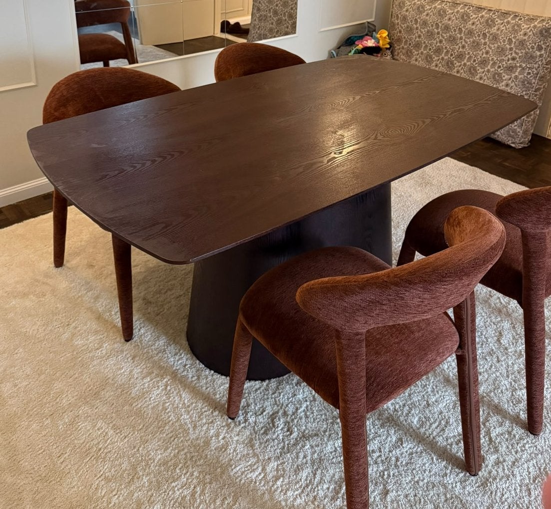 Eettafel donkerbruin eik 4-6 personen, Maison & Meubles, Quatre personnes, Comme neuf, Enlèvement, Chêne