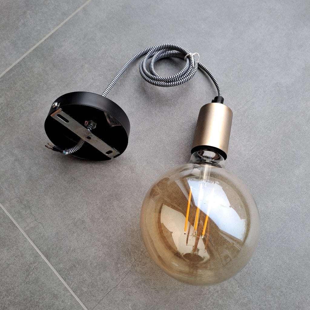 Hanglamp koper E27, Huis en Inrichting, Lampen | Hanglampen, Ophalen of Verzenden, Gebruikt, Glas
