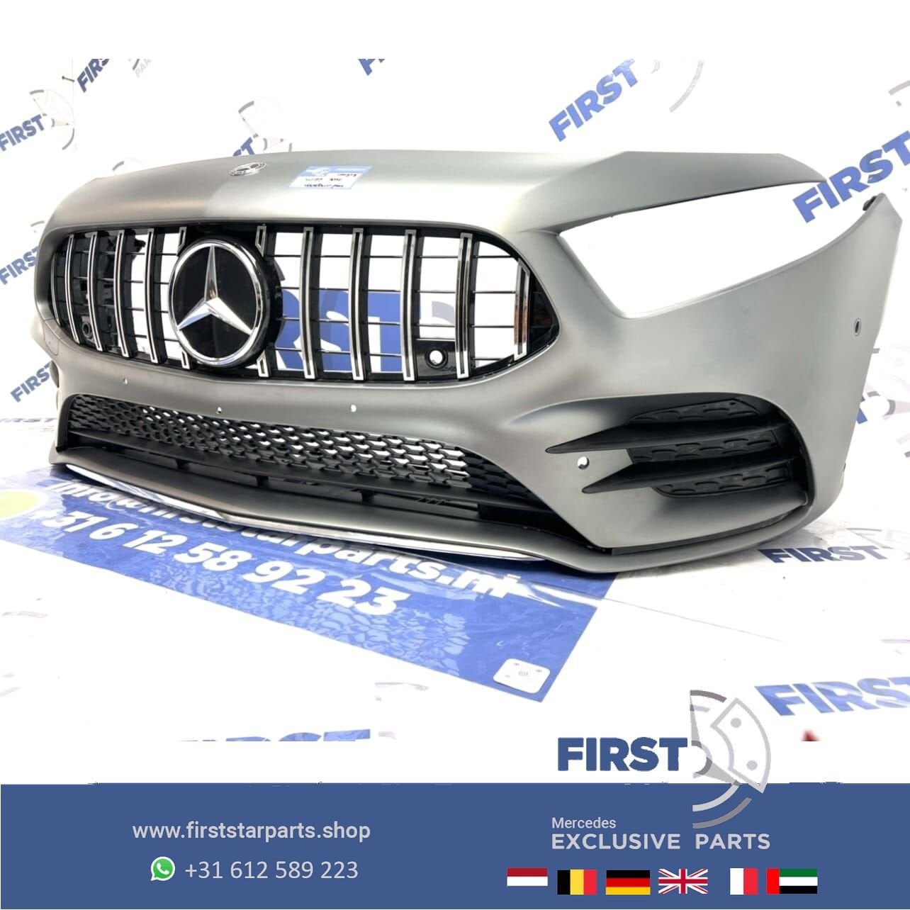 W177 AMG LINE VOORBUMPER A KLASSE 2022 35 MAGNO GRIJS 662 CO, Gebruikt, -, Voor, Ophalen of Verzenden