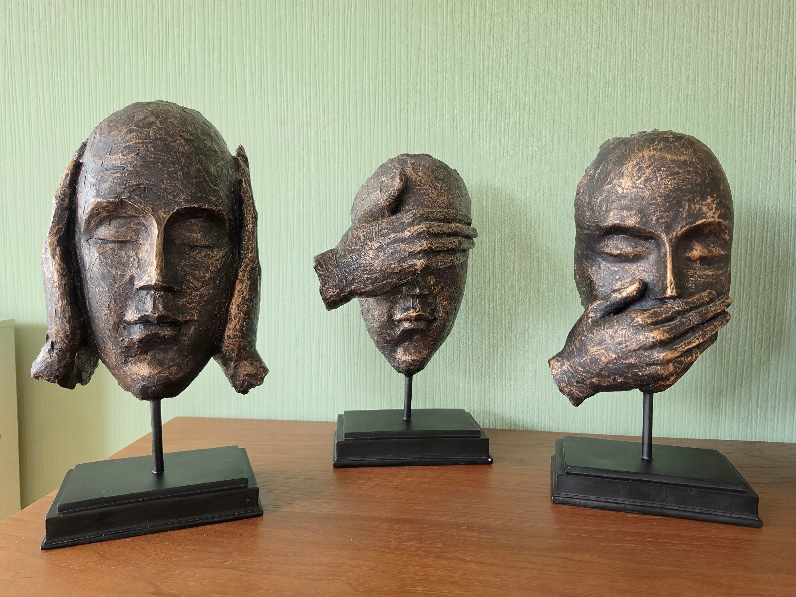 J-Line Beelden "Horen, Zien en Zwijgen", Antiek en Kunst, Kunst | Beelden en Houtsnijwerken, Beeld, Brons, Ophalen of Verzenden