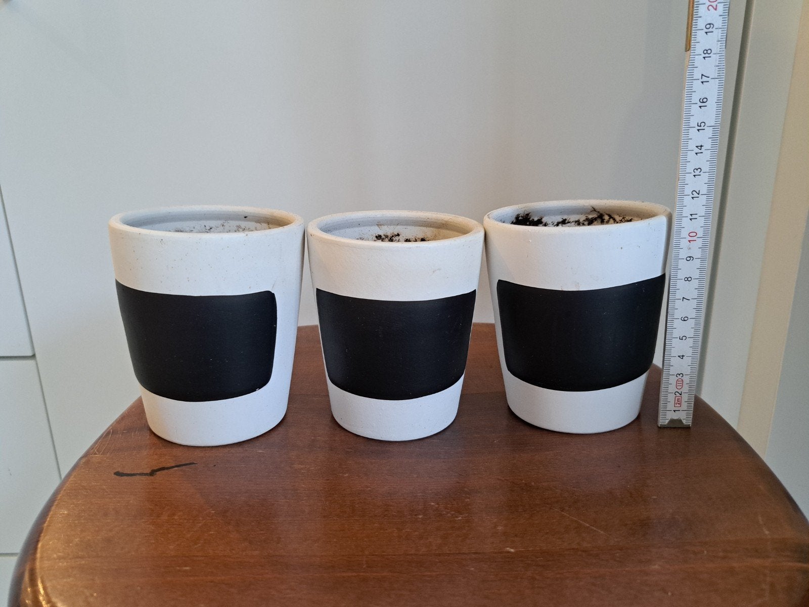 trio kruidenpotjes met krijtvlak, Ophalen, Gebruikt, Steen