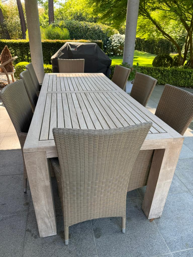 Set van 8 Wicker tuinstoelen met bijhorende kussens, Tuin en Terras, Ophalen, Zo goed als nieuw, Wicker