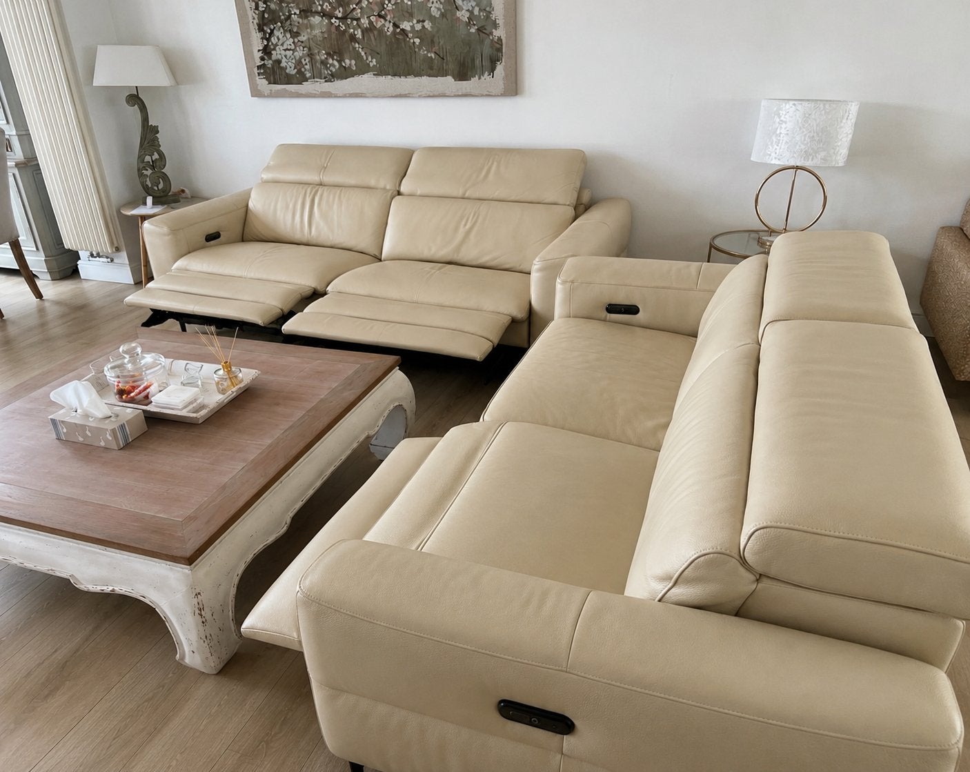 Deux canapés cuir 3Places 4 relax, Maison & Meubles, Canapés | Salons, Utilisé, Enlèvement