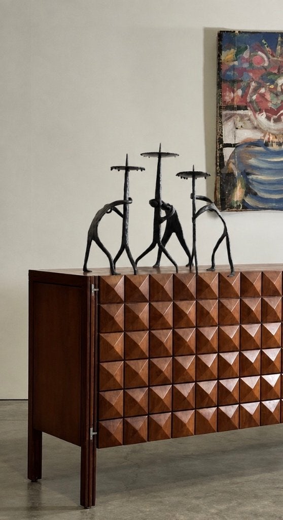 Grote zware Brutalist Candlesticks 70s - Vintage kandelaars, Ophalen of Verzenden