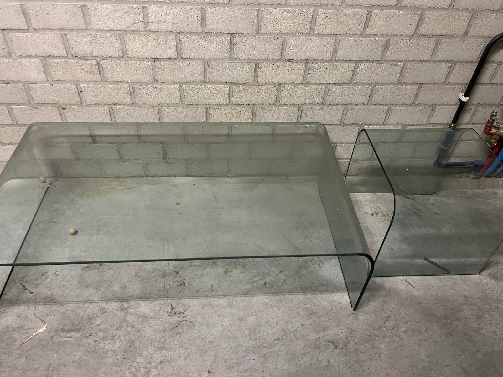 Fiam salontafel + bijhoren, Ophalen, Zo goed als nieuw, Glas