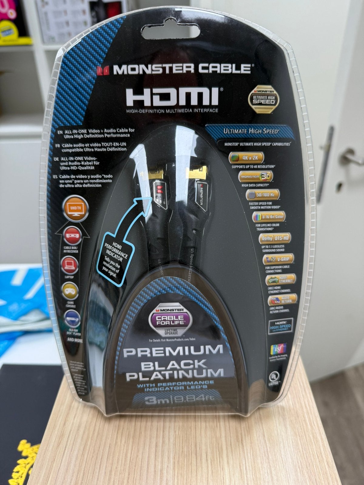 3 câbles HDMI Monster Cable Platinum, 3 m, haute qualité, Enlèvement ou Envoi, Comme neuf, 2 à 5 mètres, Câble HDMI