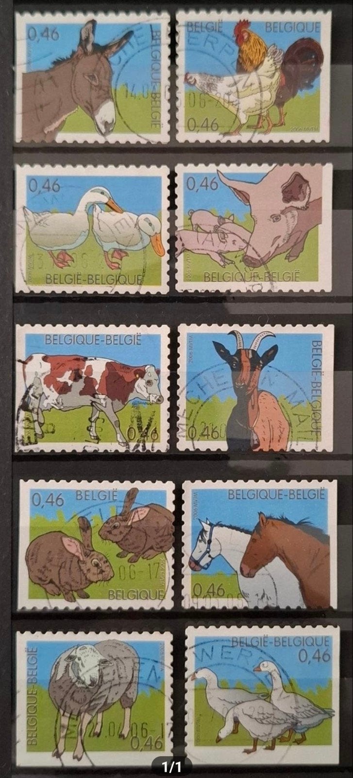 Belgique : COB 3481/90-B60 (●) Animals 2006, Avec timbre, Enlèvement ou Envoi, Sans gomme, Affranchi