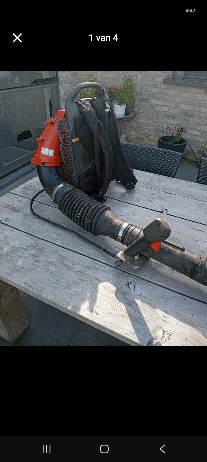 bladblazer Husqvarna, Tuin en Terras, Ophalen, Benzine, Ruggedragen, Zo goed als nieuw