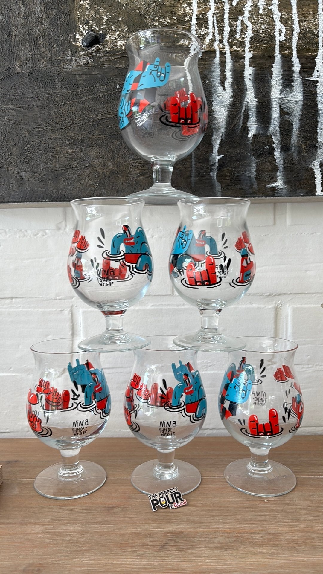 6x Duvel glas Nina Van de Weghe, Ophalen of Verzenden, Nieuw, Bierglas
