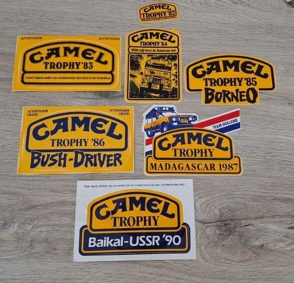 Lot stickers vintage Camel Trophy jaren 80, Ophalen of Verzenden, Zo goed als nieuw, Auto of Motor