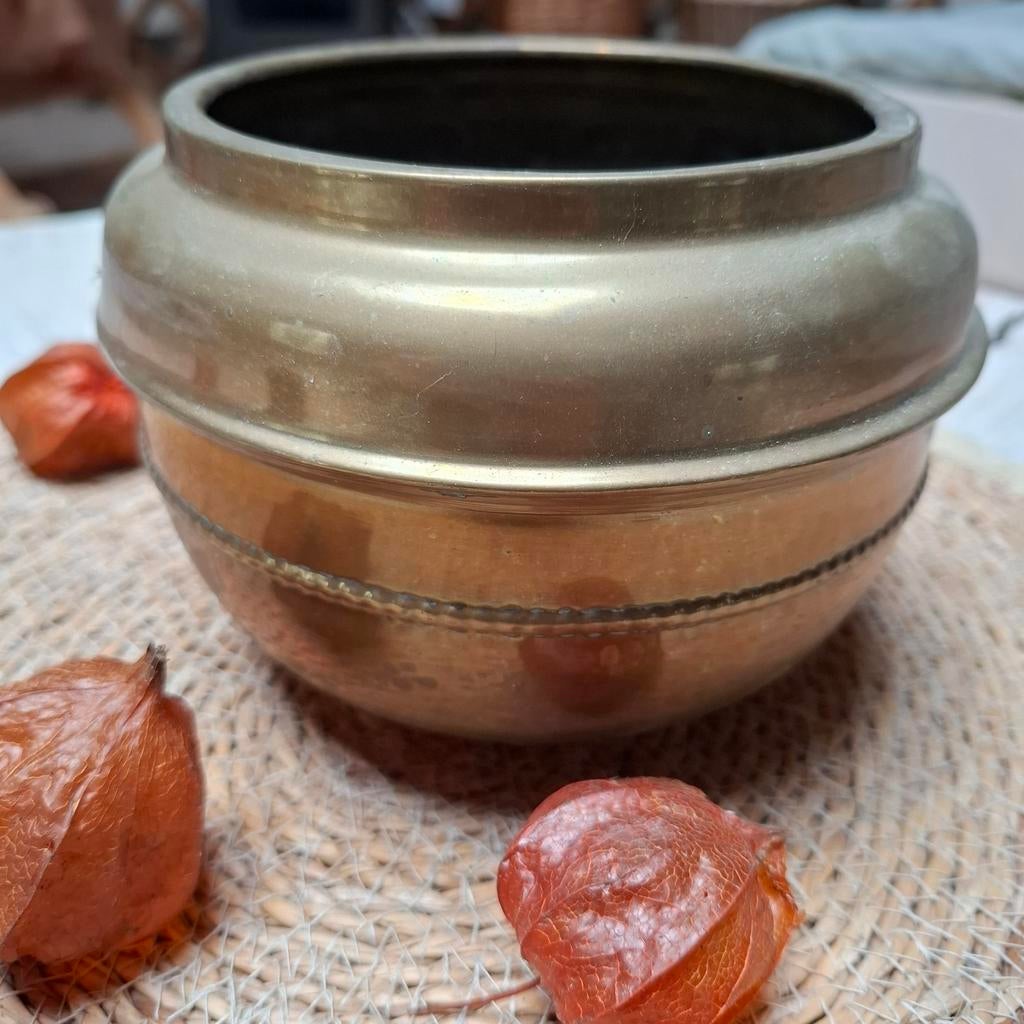 Cache pot en laiton ancien, Jardin & Terrasse, Pots de fleurs, Enlèvement ou Envoi