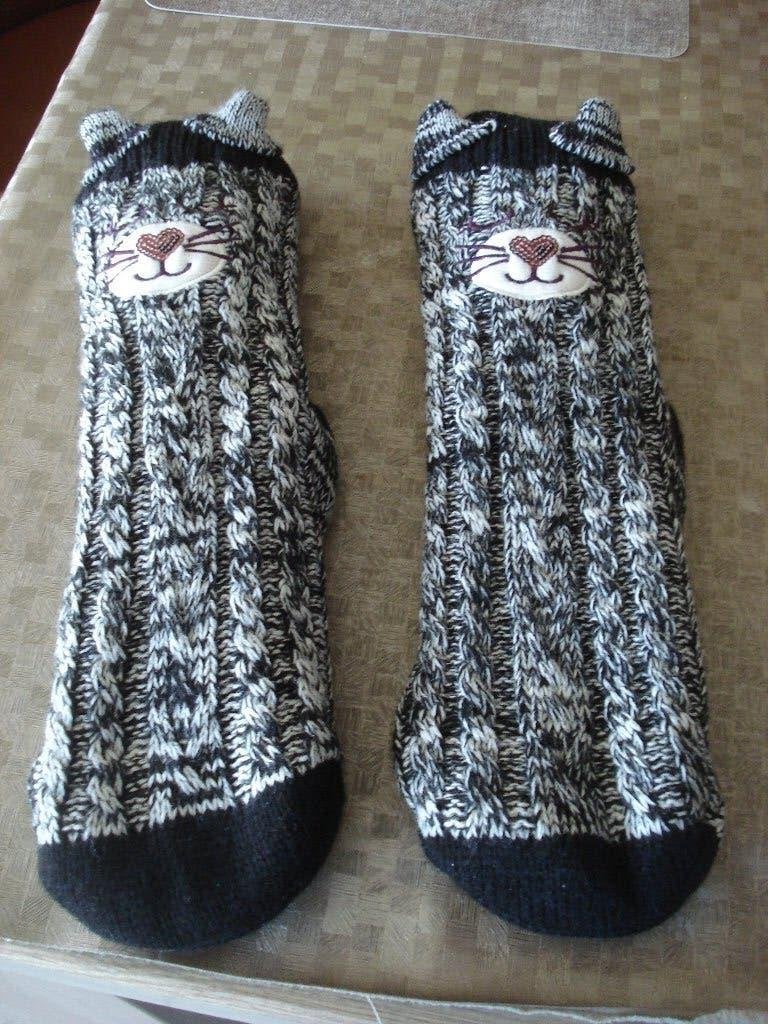 Set: 2 paar dikke sokken met nopjes, mt one size, Ophalen of Verzenden, Gedragen, Sokken en Kniesokken