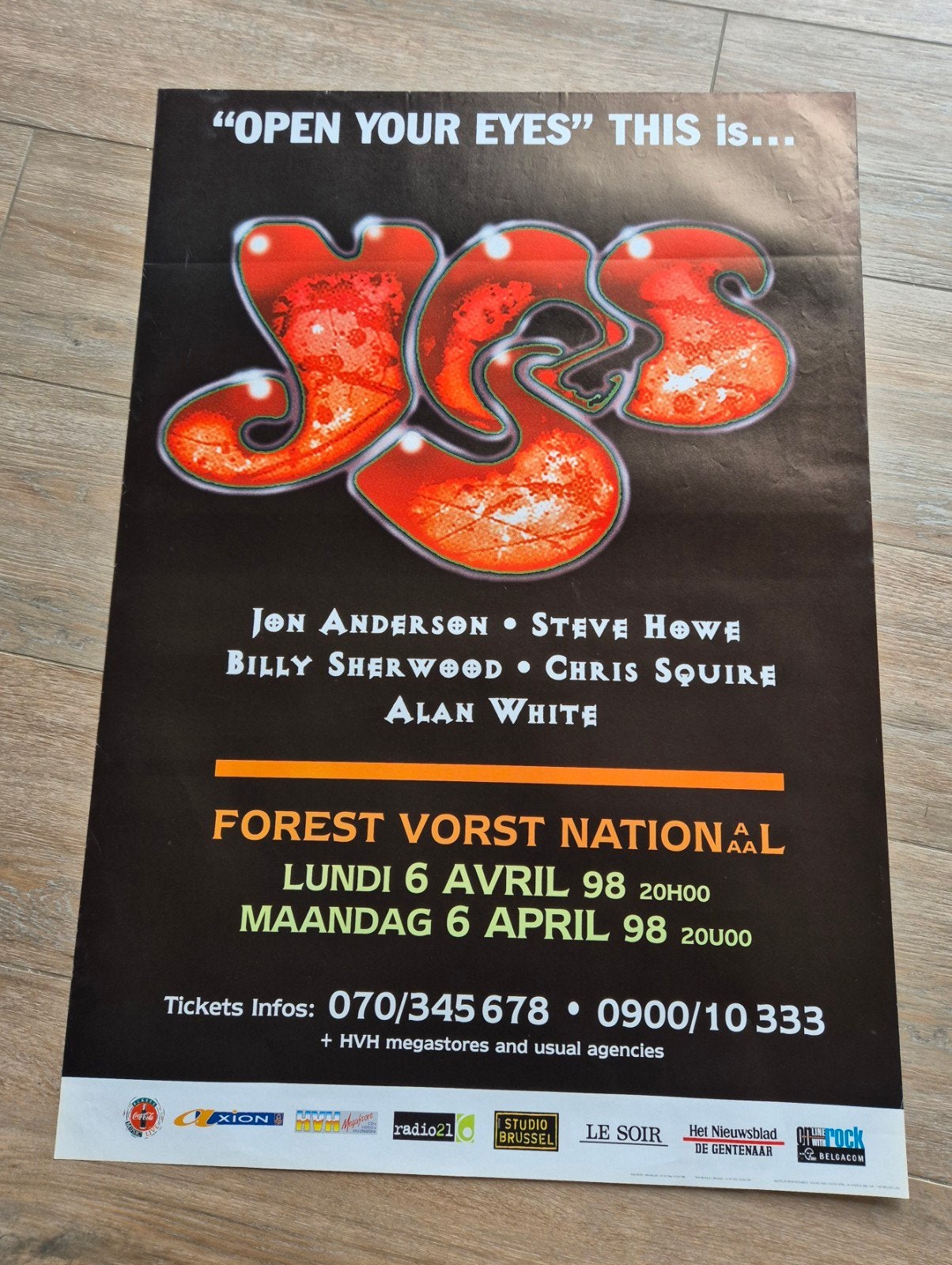 Affiche de concert Yes Forest Forest National 1998, Enlèvement ou Envoi, Comme neuf, Musique