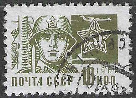 Rusland 1966/1969 - Yvert 3165 - Soldaat - 10 k.  (ST), Postzegels en Munten, Verzenden, Gestempeld