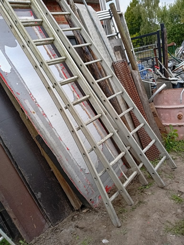 Aluminium ladder 3 x18 treden, Doe-het-zelf en Bouw, Ophalen, Gebruikt, Ladder, 4 meter of meer
