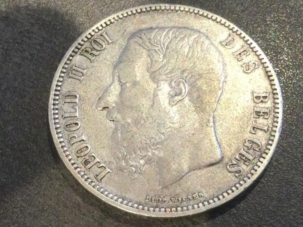 België 5 Frank 1868 B positie, Ophalen of Verzenden, Zilver
