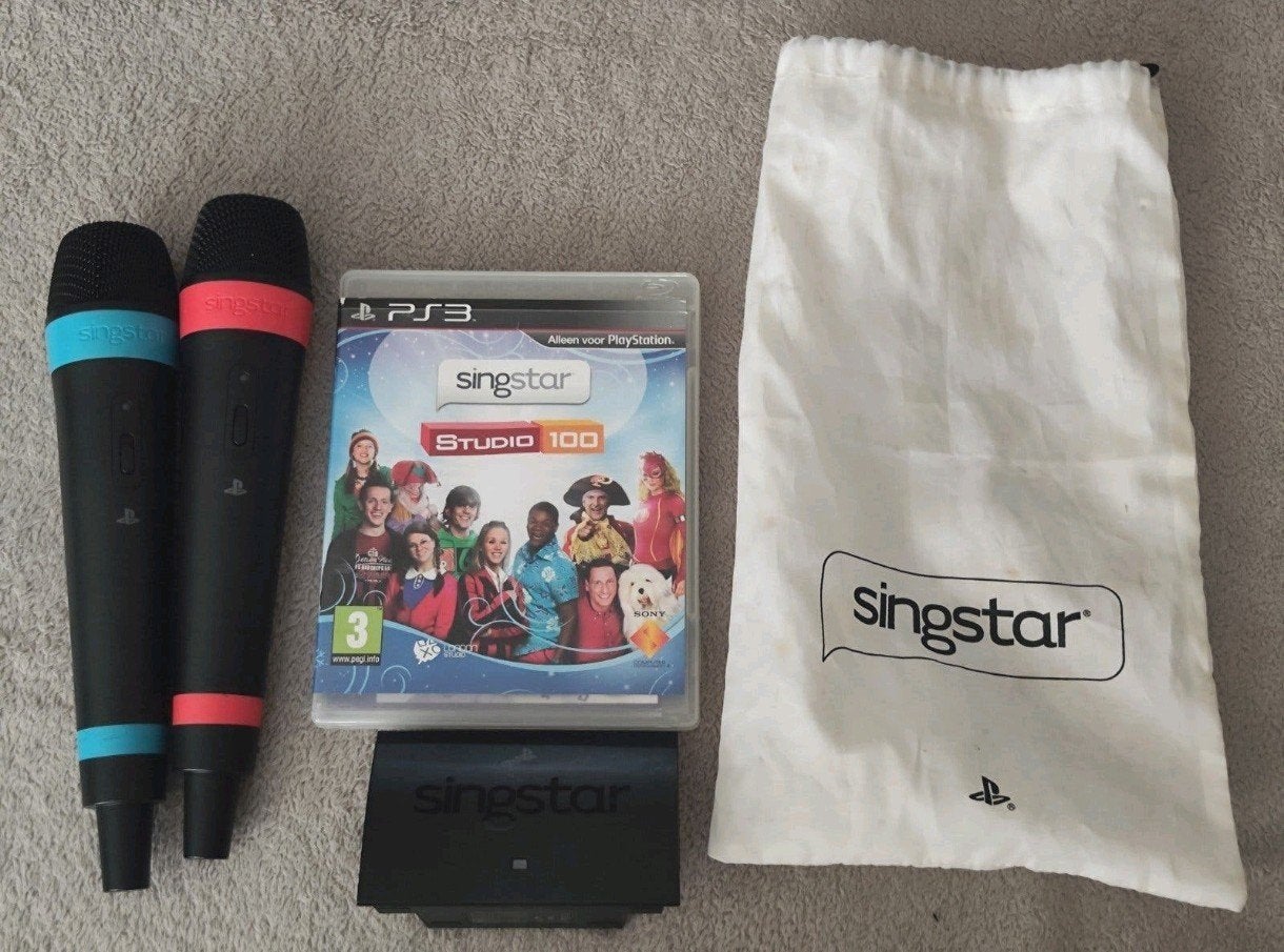 SingStar PS3-pakket + 2 draadloze microfoons + Studio 100-ga, Ophalen, Gebruikt, Muziek