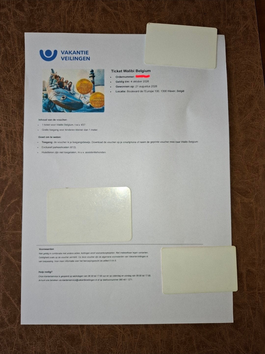ticket Walibi Belgium (1), Tickets en Kaartjes, Eén persoon, Ticket of Toegangskaart