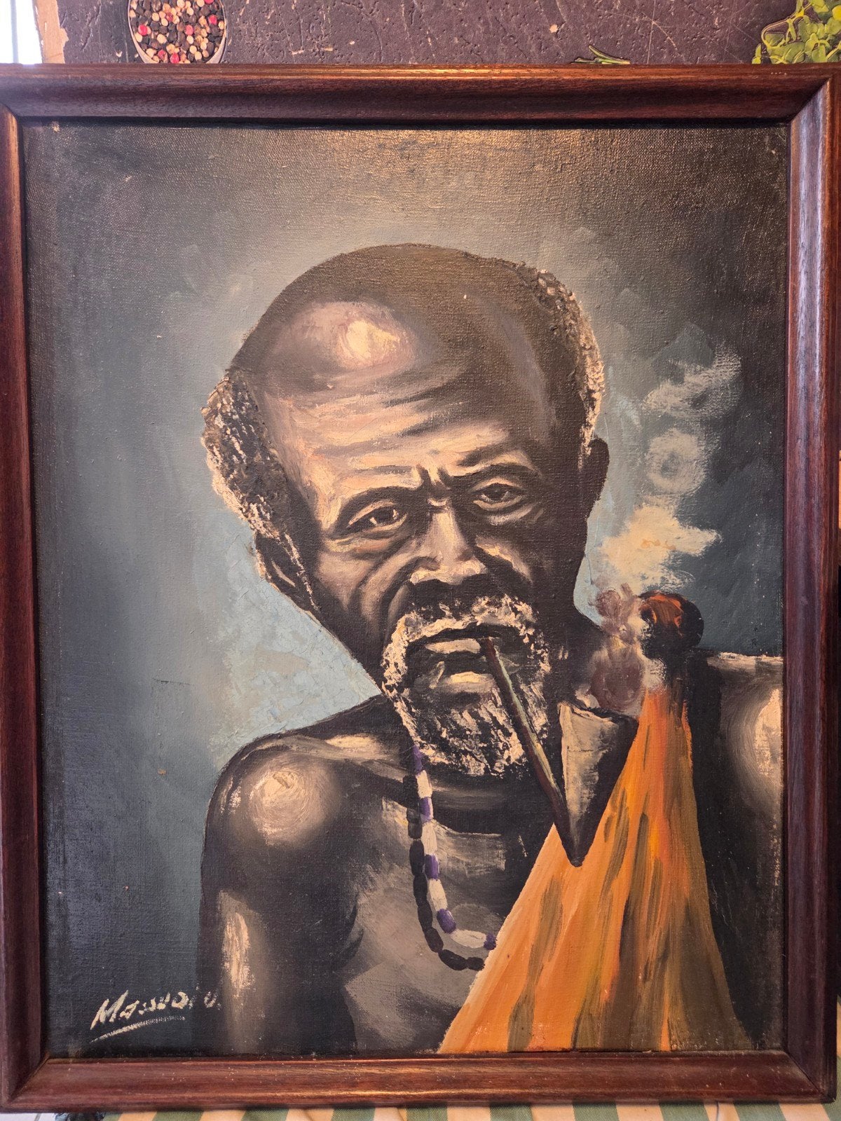 Afrikaans schilderij, Ophalen, Origineel werk, Portret of Personen, Doek