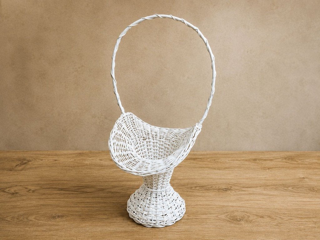 Witte rieten suikerbonenmand / decoratieve presentatiemand, Enlèvement, Utilisé, Article de fête