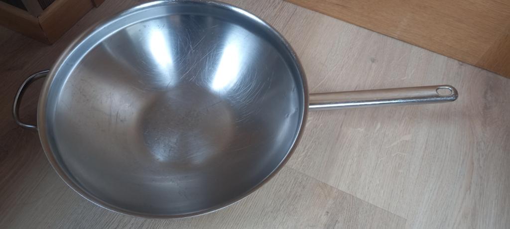 Wokpan Demeyere, Maison & Meubles, Cuisine | Casseroles & Poêles, Comme neuf, Wok, Inox, Plaques à induction, Plaque céramique