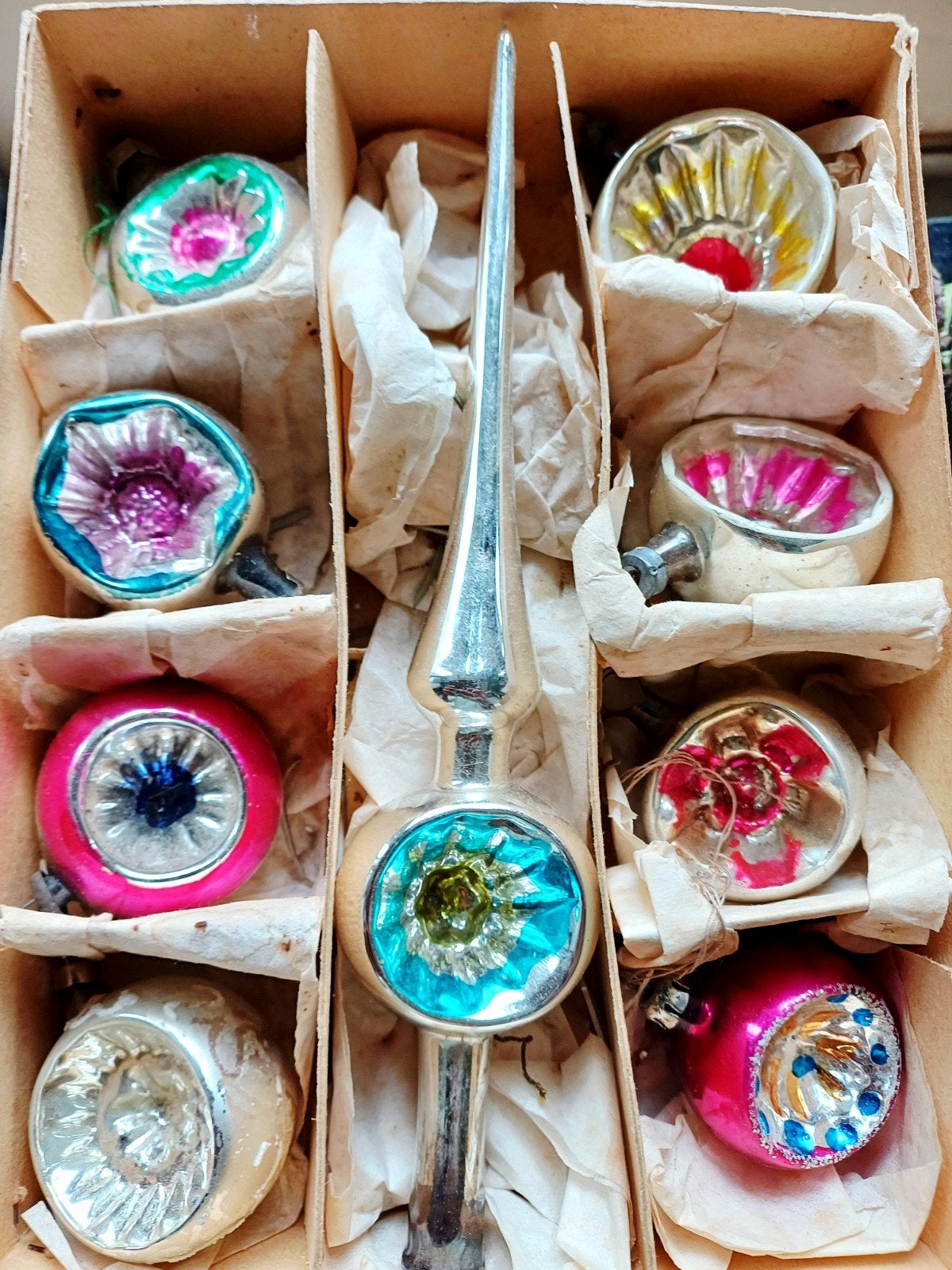 ensemble ancien et original de boules de Noël bosselées et d, Enlèvement ou Envoi