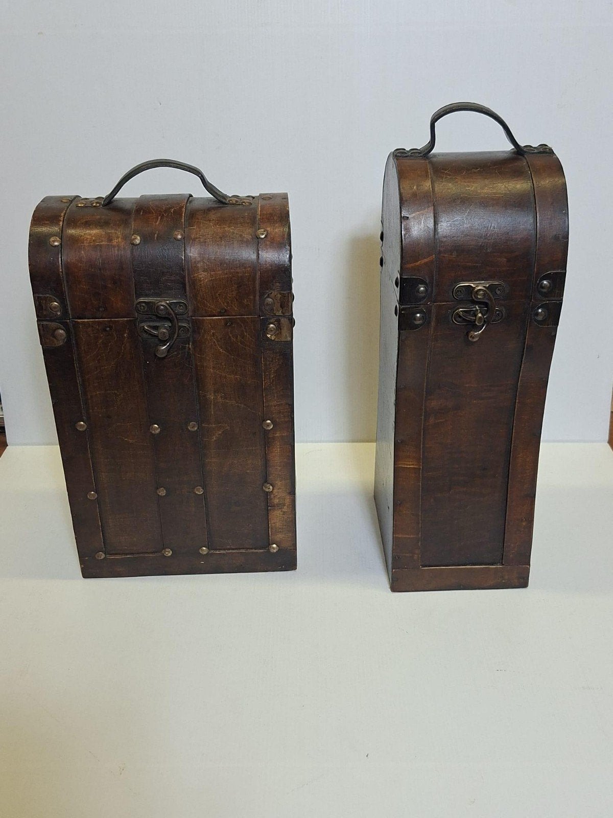 houten vintage opbergbox voor 1 of 2 flessen, Ophalen of Verzenden